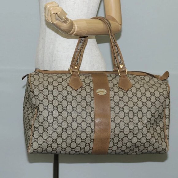 GUCCI GG Plus Supreme Boston Bag PVC Beige Gold Auth bs27274 - Picture 14 of 16